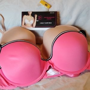 2 pack t-shirt bras 36C hot pink and beige